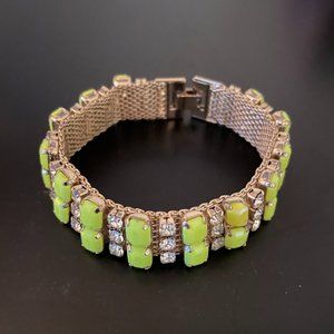J. Crew Jeweled Green & Gold Bracelet